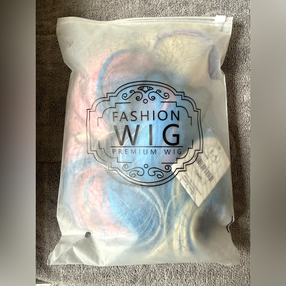 Blonde Wig with Pink & Blue Ombre Curls Halloween / Costume Party / Play NEW - Picture 6 of 9